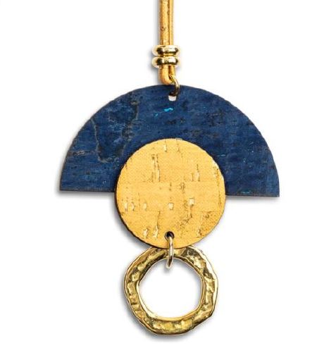 Cork Necklace "Circulo" Blue-Gold